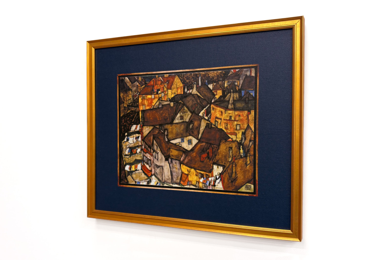 Halvmåne af huse, Krumau (nuværende Český Krumlov, Tjekkoslovakiet) - Halvmåne af huse, Krumau (Den lille by V), af Egon Schiele (1890-1918) - Egon Schiele