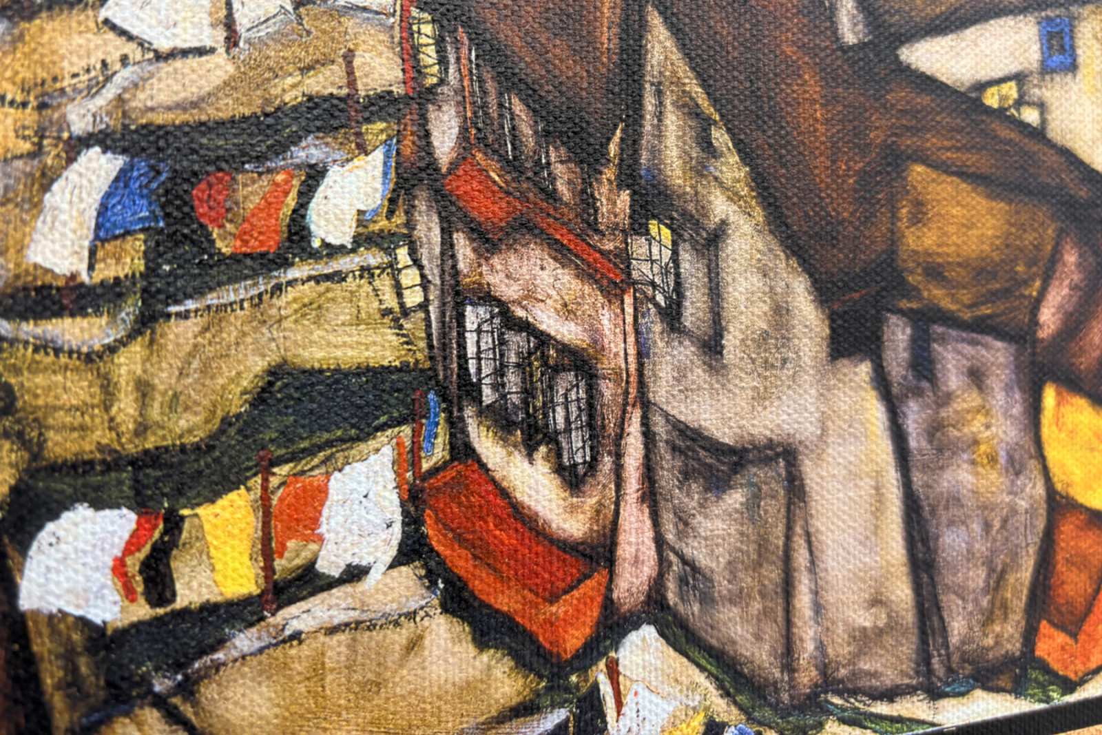 Halvmåne af huse, Krumau (nuværende Český Krumlov, Tjekkoslovakiet) - Halvmåne af huse, Krumau (Den lille by V), af Egon Schiele (1890-1918) - Egon Schiele