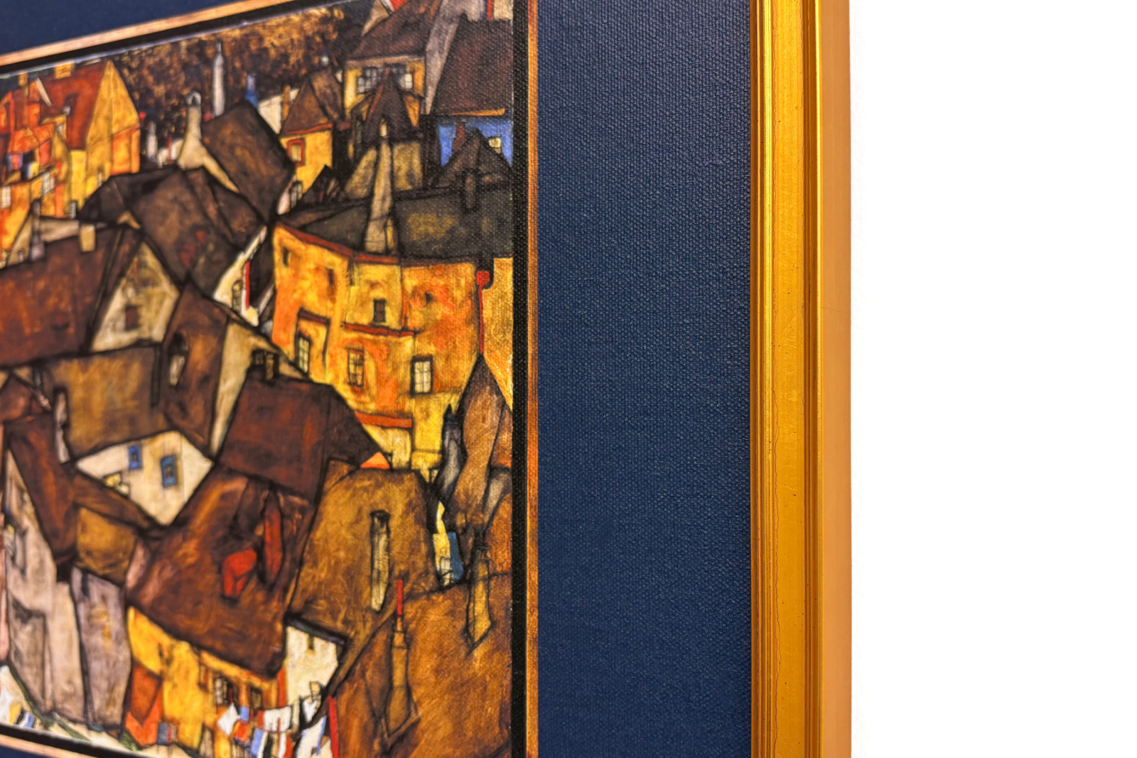 Halvmåne af huse, Krumau (nuværende Český Krumlov, Tjekkoslovakiet) - Halvmåne af huse, Krumau (Den lille by V), af Egon Schiele (1890-1918) - Egon Schiele