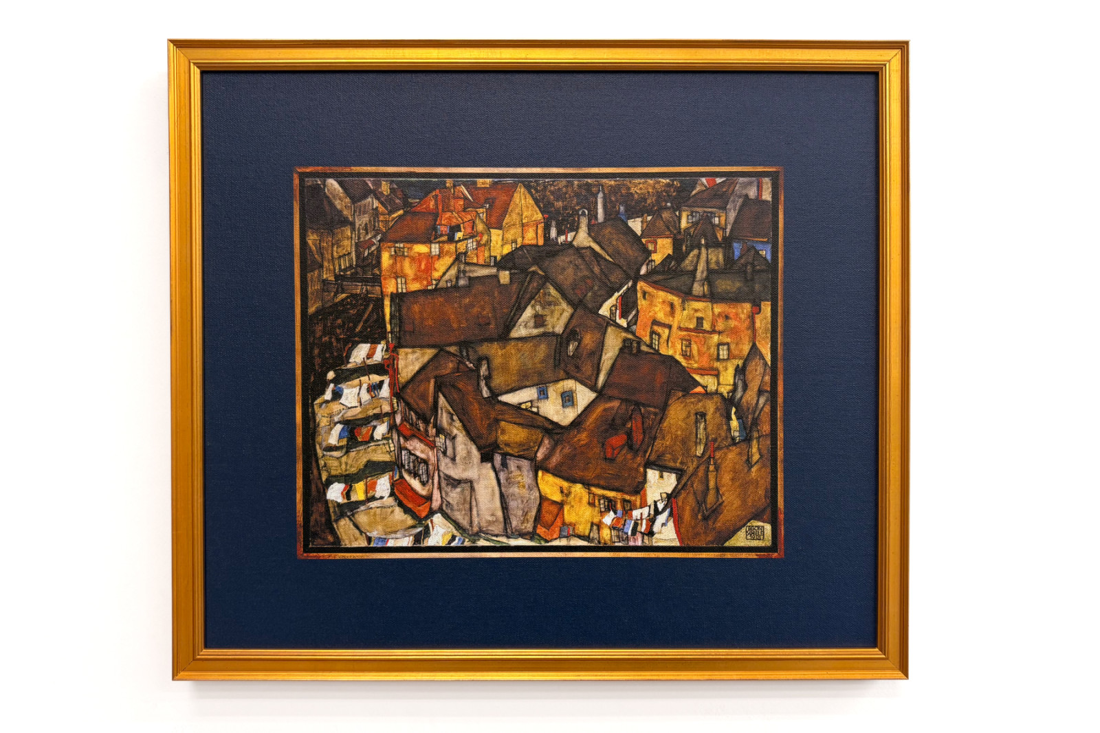 Halvmåne af huse, Krumau (nuværende Český Krumlov, Tjekkoslovakiet) - Halvmåne af huse, Krumau (Den lille by V), af Egon Schiele (1890-1918) - Egon Schiele