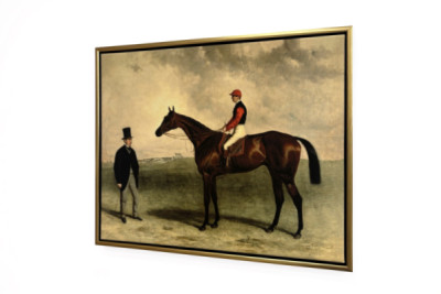 Gladiateur med Harry Grimshaw op og hans ejer, Grev Frederic de Lagrange, 1865 - Harry Hall