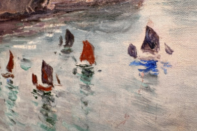 Etretat, Porte d'Aval: Fiskerbåde forlader havnen