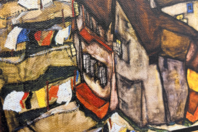 Halvmåne af huse, Krumau (nuværende Český Krumlov, Tjekkoslovakiet) - Halvmåne af huse, Krumau (Den lille by V), af Egon Schiele (1890-1918)