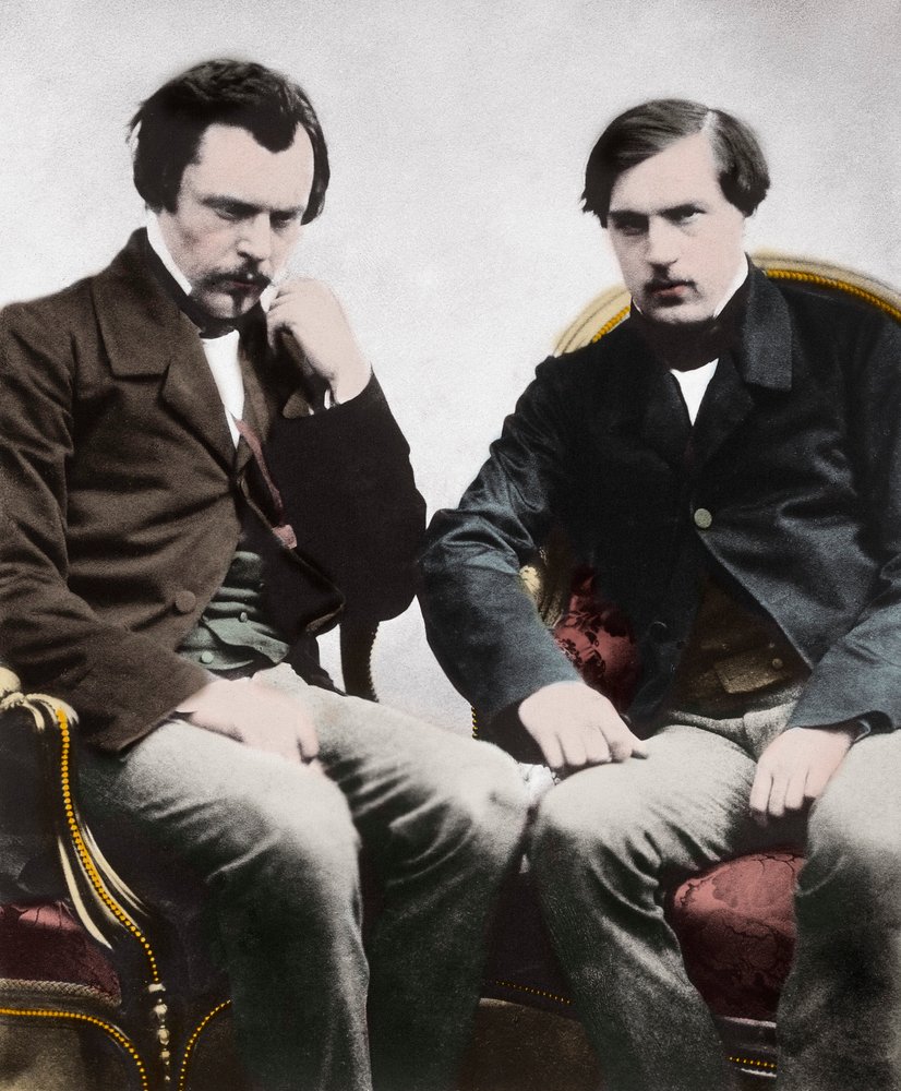 Brødrene Edmond (1822-1896) og Jules (1830-1870) af Goncourt, franske forfattere, af Nadar - Les freres Edmond de Goncourt (1822-1896) og Jules de Goncourt (1830-1870) litteraturkritikere og franske forfattere, foto af Gaspard Felix Tournachon aka Felix Na af Nadar