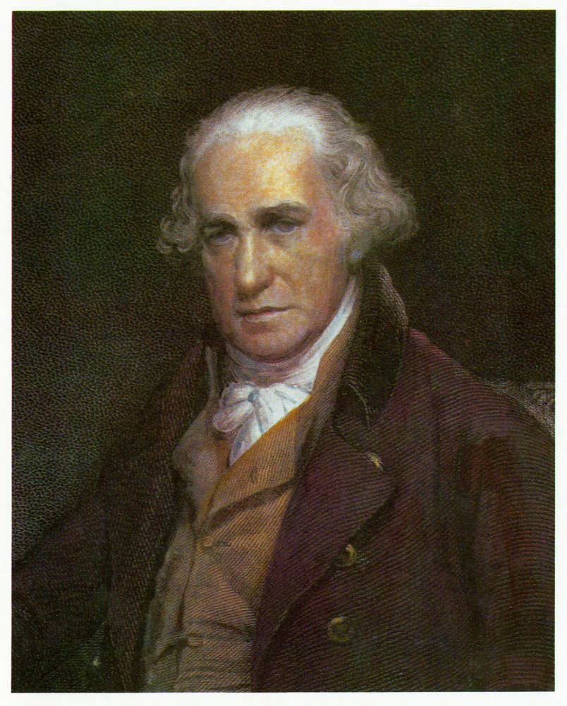 Portræt af James Watt. ca. 1788 (farvet litho.) af English School