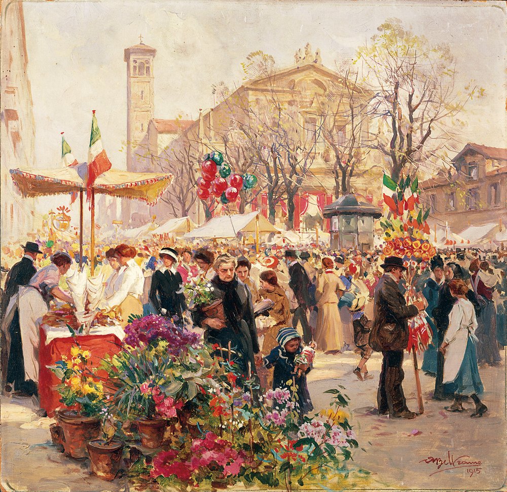 Italien, Milano, Blomsterudstilling på Piazza Sant