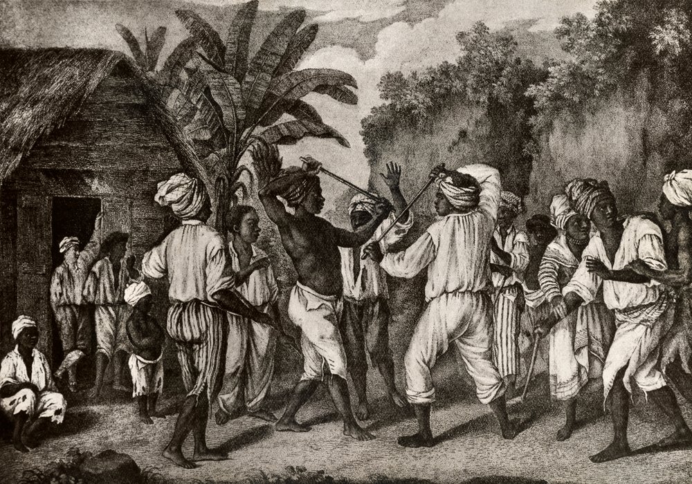 Cudgeling Match mellem engelske og franske negre på Island of Dominica, Santo Domingo af Agostino Brunias