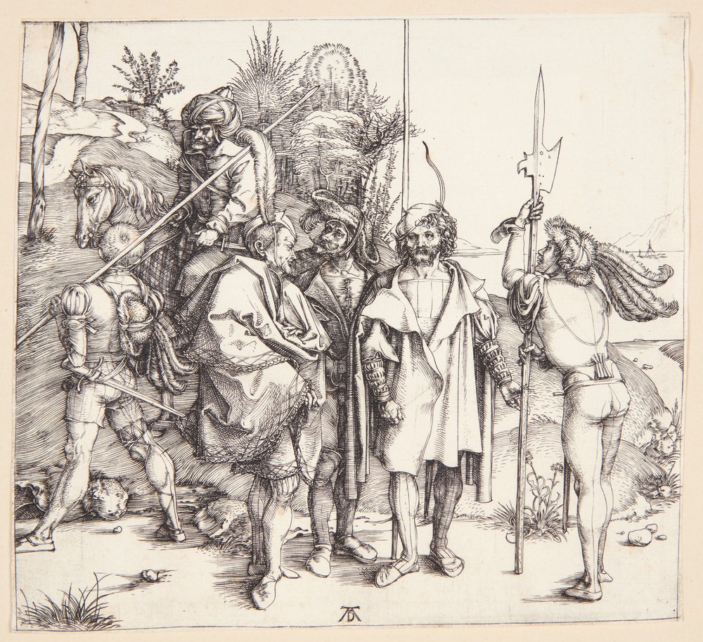 Fem lansquenets og en orientalsk hesteryg af Albrecht Dürer