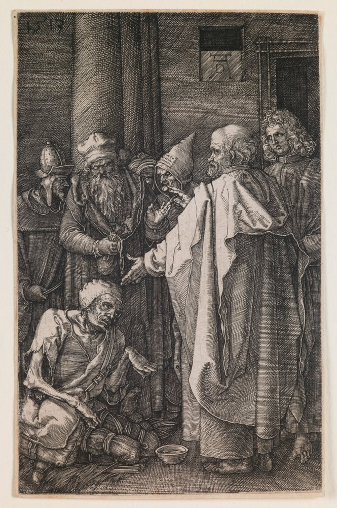 St. Peter og St. John ved Tempelporten, fra serien "The Engraved Passion" af Albrecht Dürer