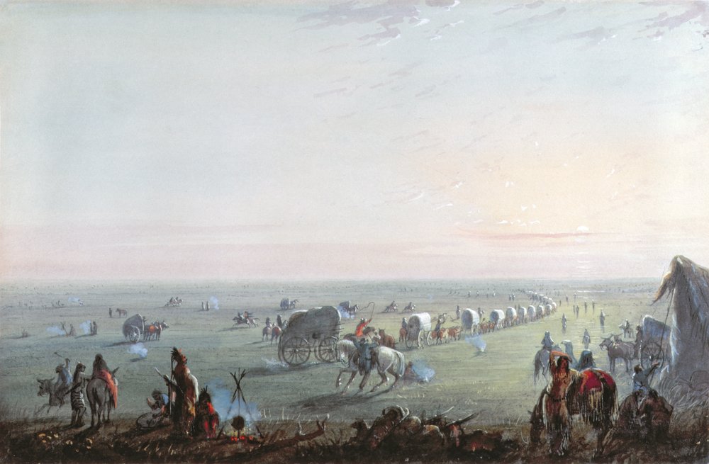 At bryde lejren op ved solopgang, 1837 af Alfred Jacob Miller