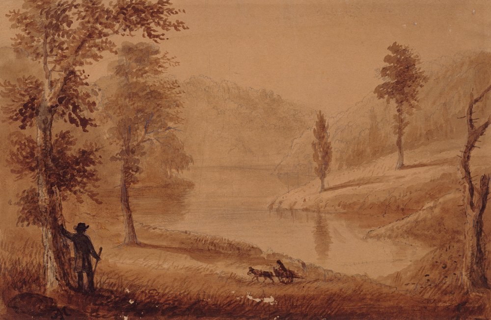 Svanesøen, ca. 1837 (akvarel på papir) af Alfred Jacob Miller
