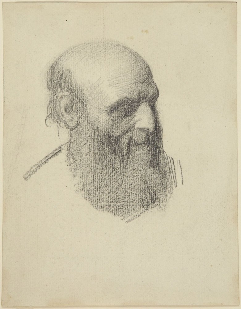 Hovedet af en skægget mand af Alphonse Legros