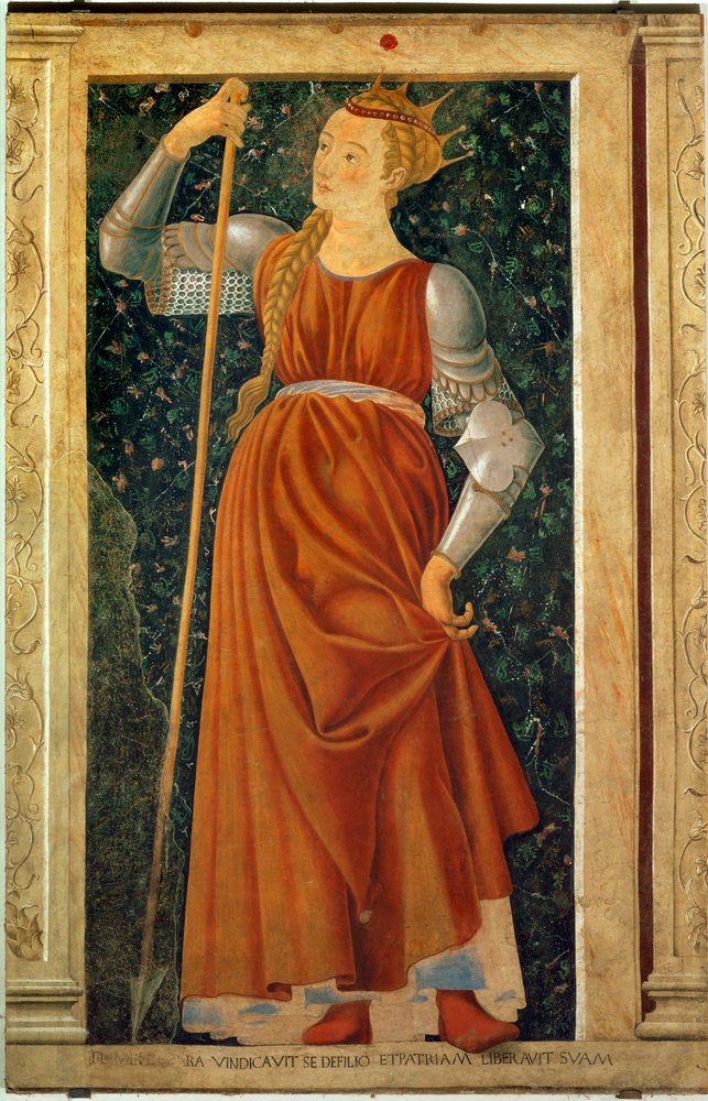 Den legendariske dronning Tomiri, fra serien Famous Men and Women, malet til Villa Carducci i Legnaia ... (maleri på lærred) af Andrea del Castagno