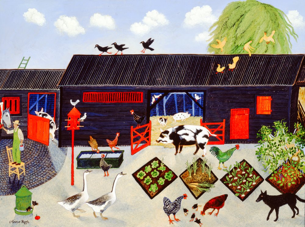 Bønneplukning, 2004 (akryl) af Anna Pugh