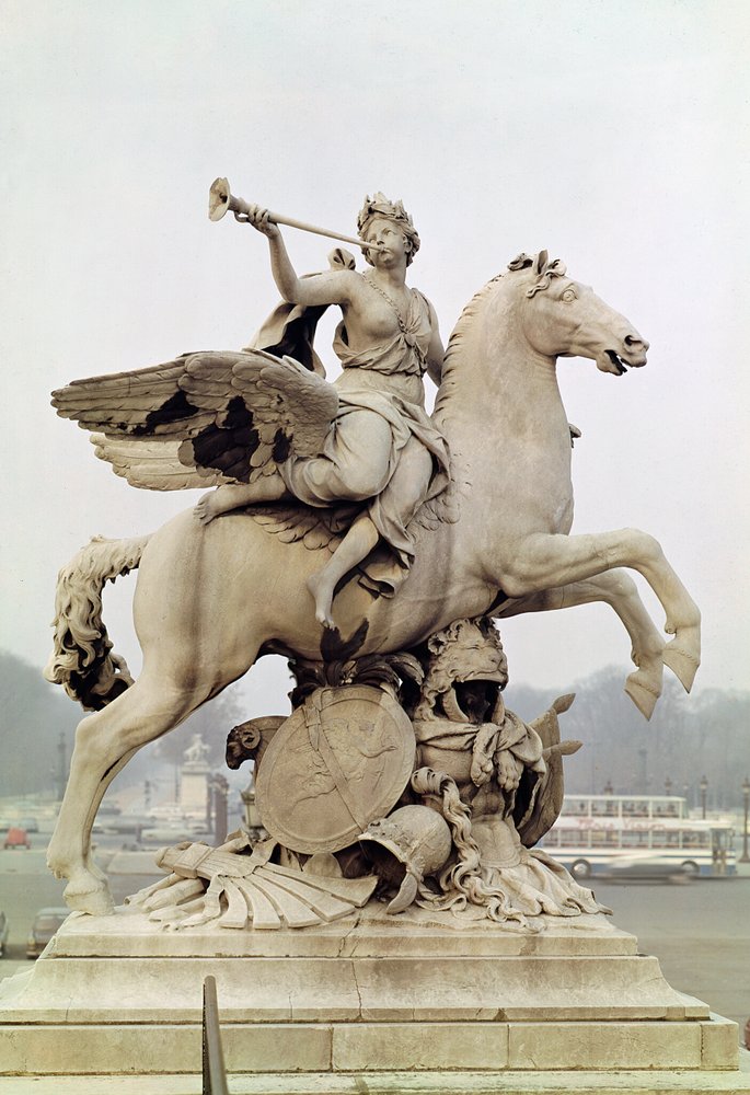 Berømmelsen rider på Pegasus («Le Cheval de Marly») 1699-1702 af Antoine Coysevox