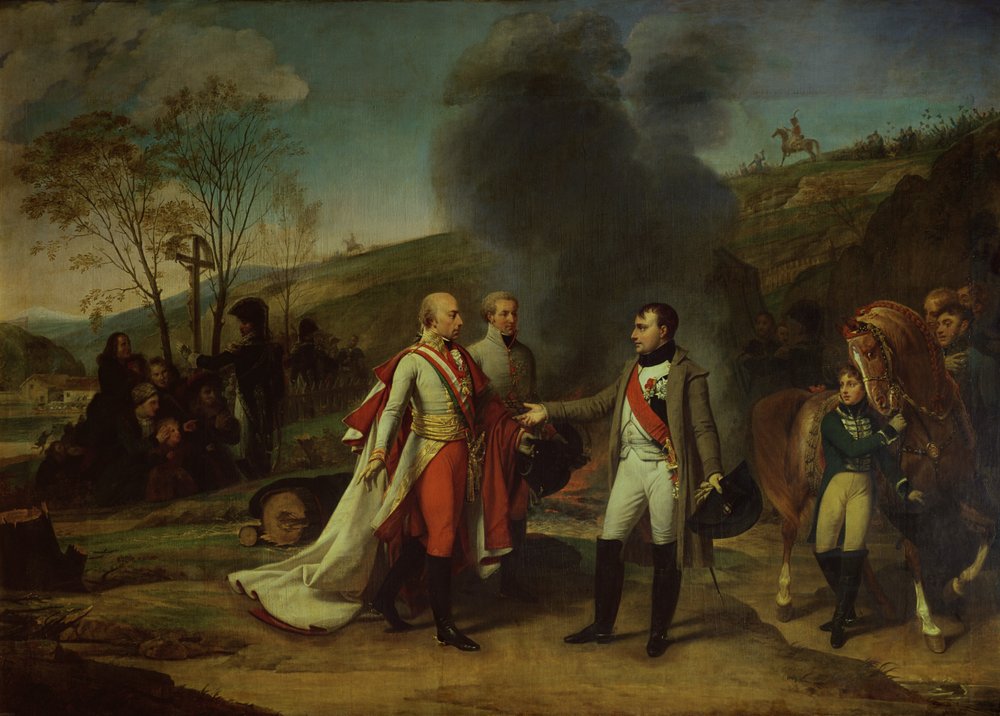Møde mellem Napoleon 1. (1769-1821) og Frans 2. (1768-1835) efter slaget ved Austerlitz, 4. december 1805 af Antoine-Jean Gros