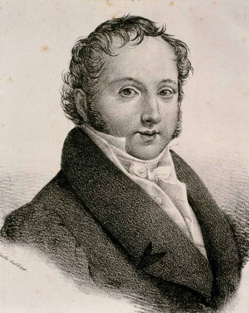 Portræt af Gioachino Antonio Rossini (radering) af Artist Unknown