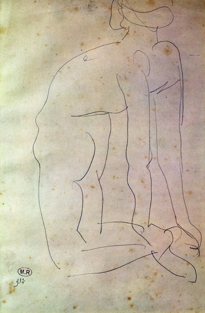 Studie af bevægelse (farvekridt på papir) af Auguste Rodin