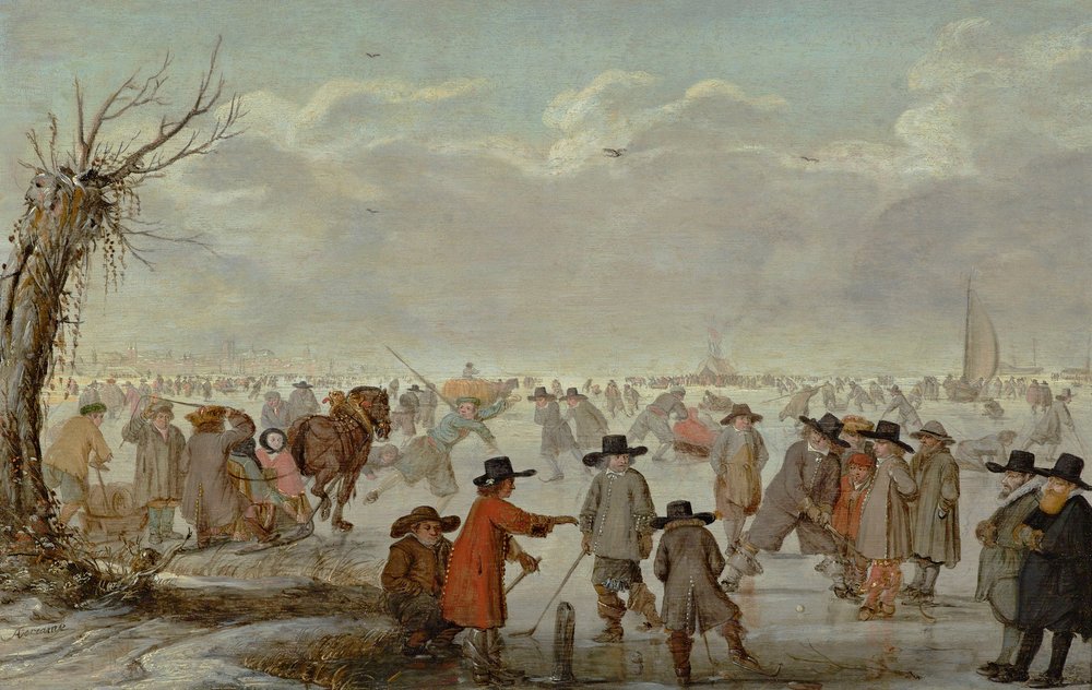 Spil på isen 1654 (olie på panel) af Barent Avercamp