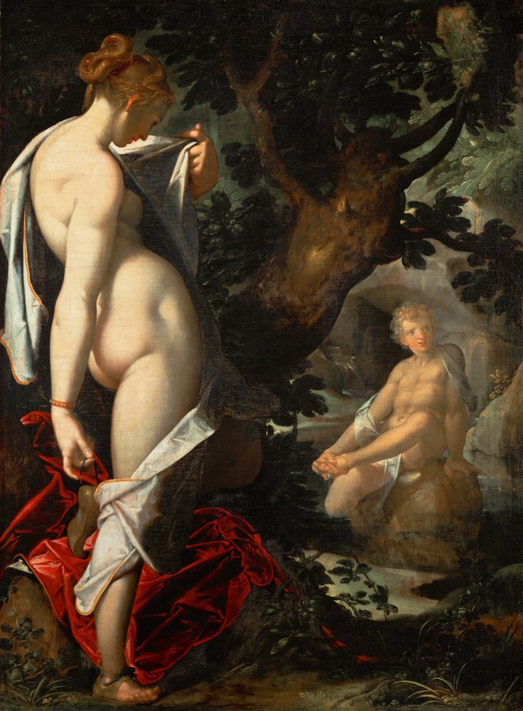 Nymfen Salmakis og Hermafroditos, ca. 1580-1582 af Bartholomaeus Spranger