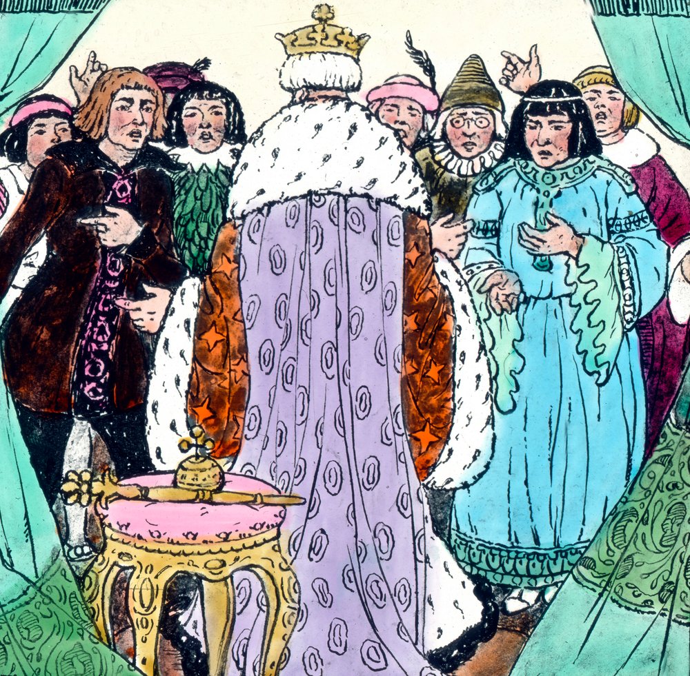 Brødrene Grimm - Eventyr - Den tapre lille skrædder. Billeddato ca. 1910. Carl Simons arkiv af Carl Simon