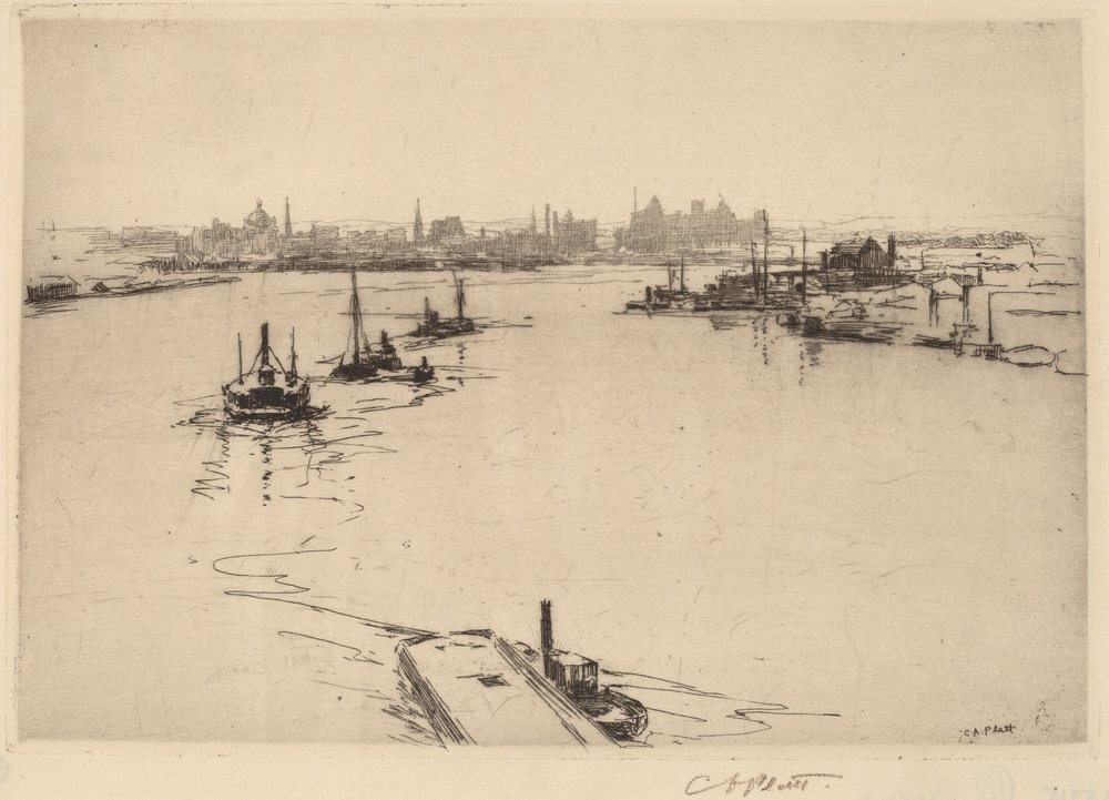 Williamsburg fra broen (skitse) af Charles A. Platt