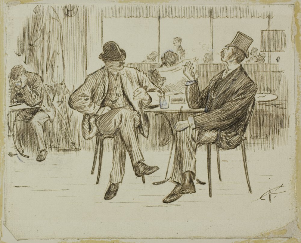 Café Scene af Charles Samuel Keene