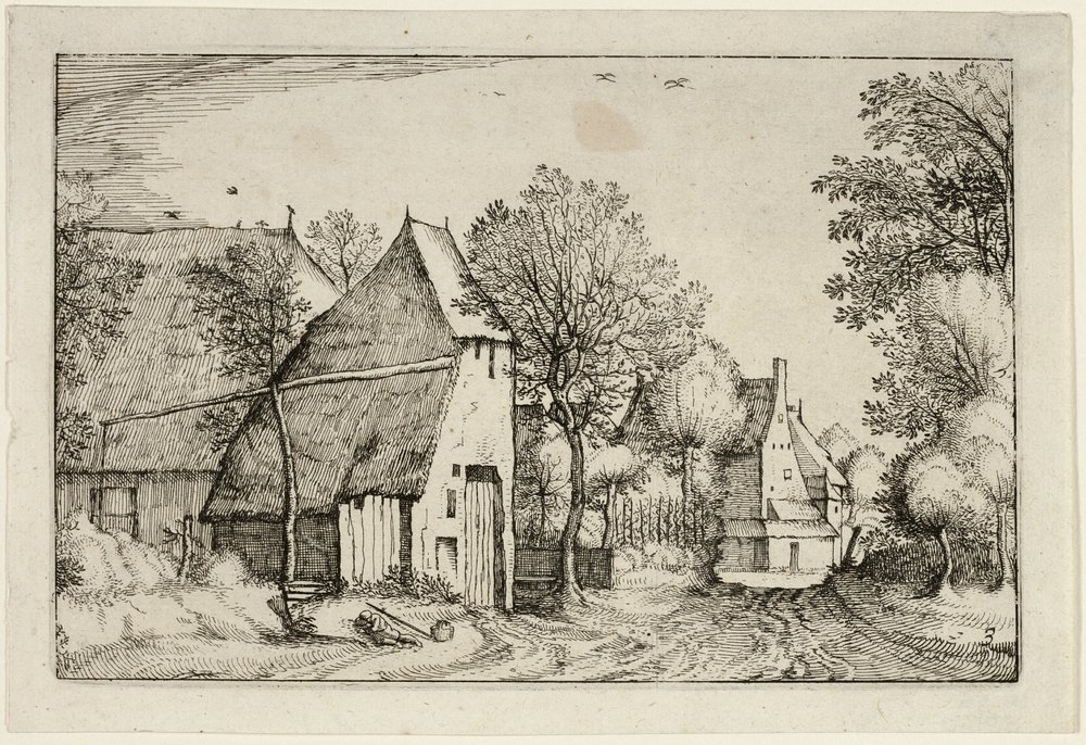 Village Road, plade tre efter Billeder af gårde, landhuse og rustikke landsbyer (Praediorum villarum et rusticarum casularum icones) af Claes Jansz. Visscher II