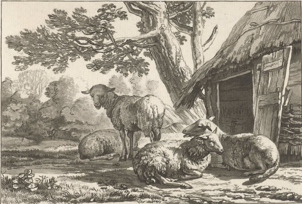 fårefold af Cornelis Ploos van Amstel (signed by artist)