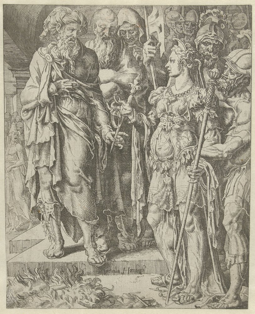 Tamar viser sikkerhedsstillelsen Judas og Tamars historie (serietitel) af Dirck Volckertsz. Coornhert (attributed to)