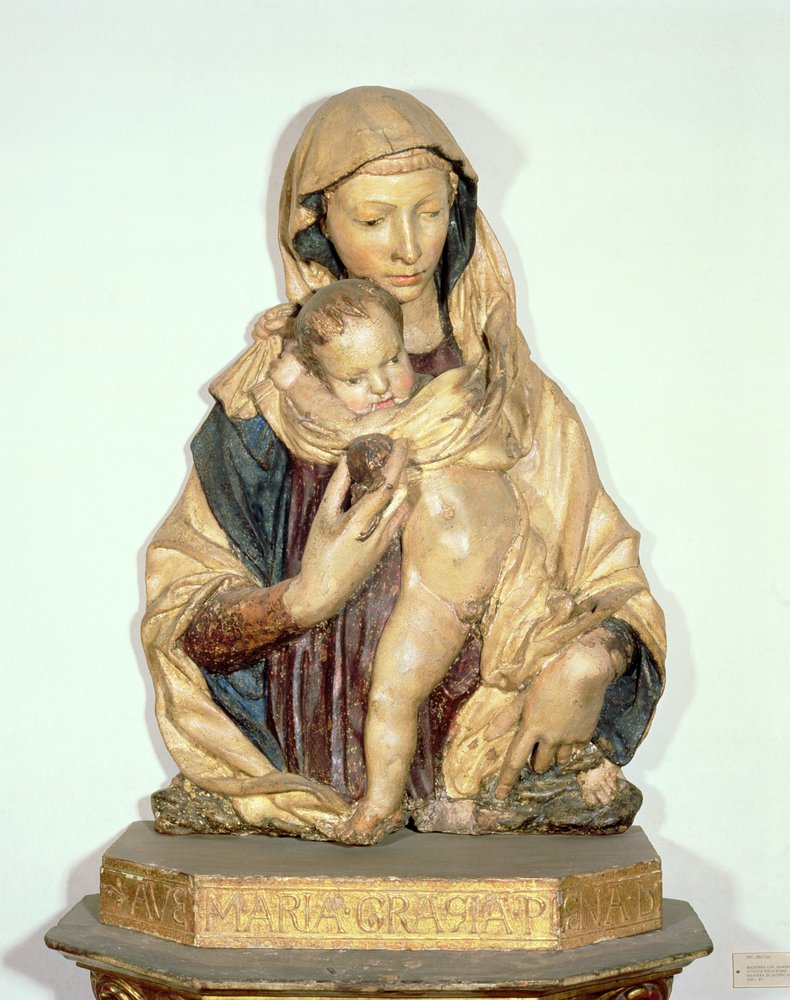 Madonna og barn (polykrom terrakotta) af Donatello