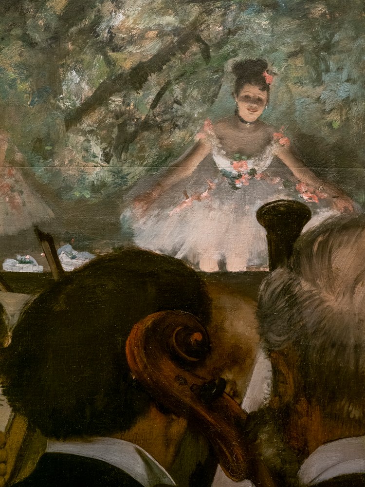 Les Musiciens (detaljer). 1872-1873, genoptaget omkring 1874-1876. Olie på lærred. af Edgar Degas