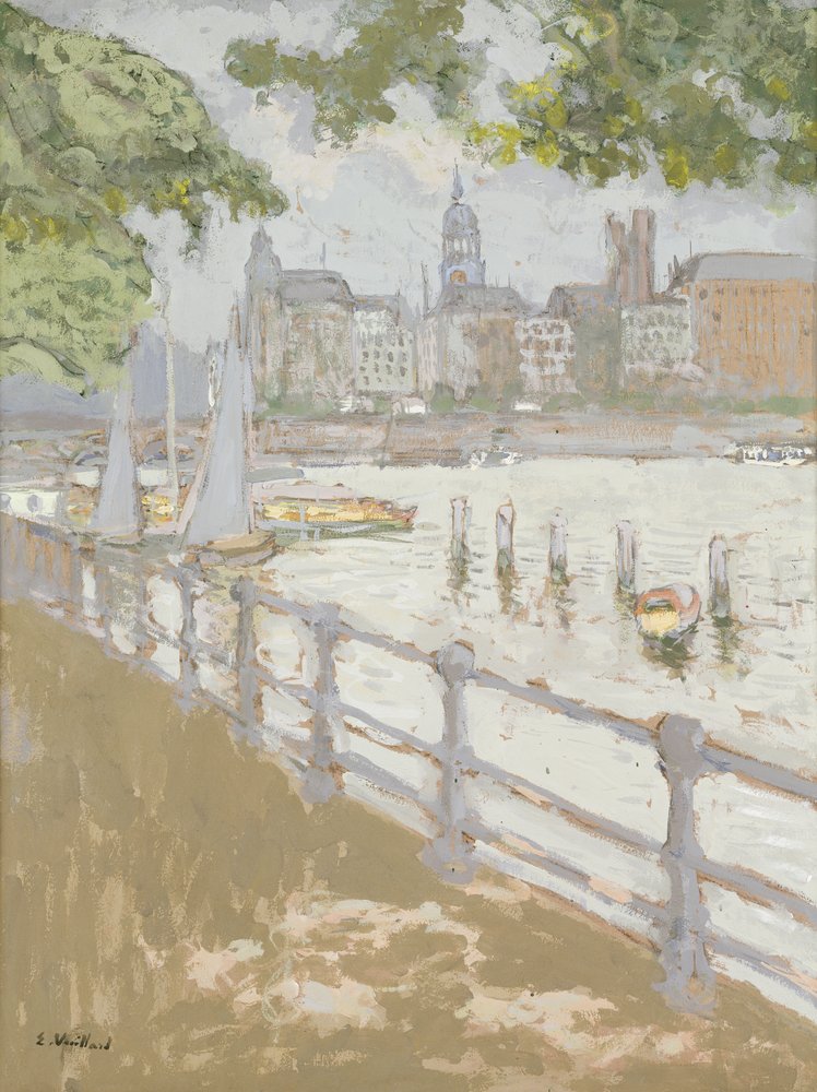 Udsigt over Binnenalster, 1913 (gouache på kort) af Edouard Vuillard