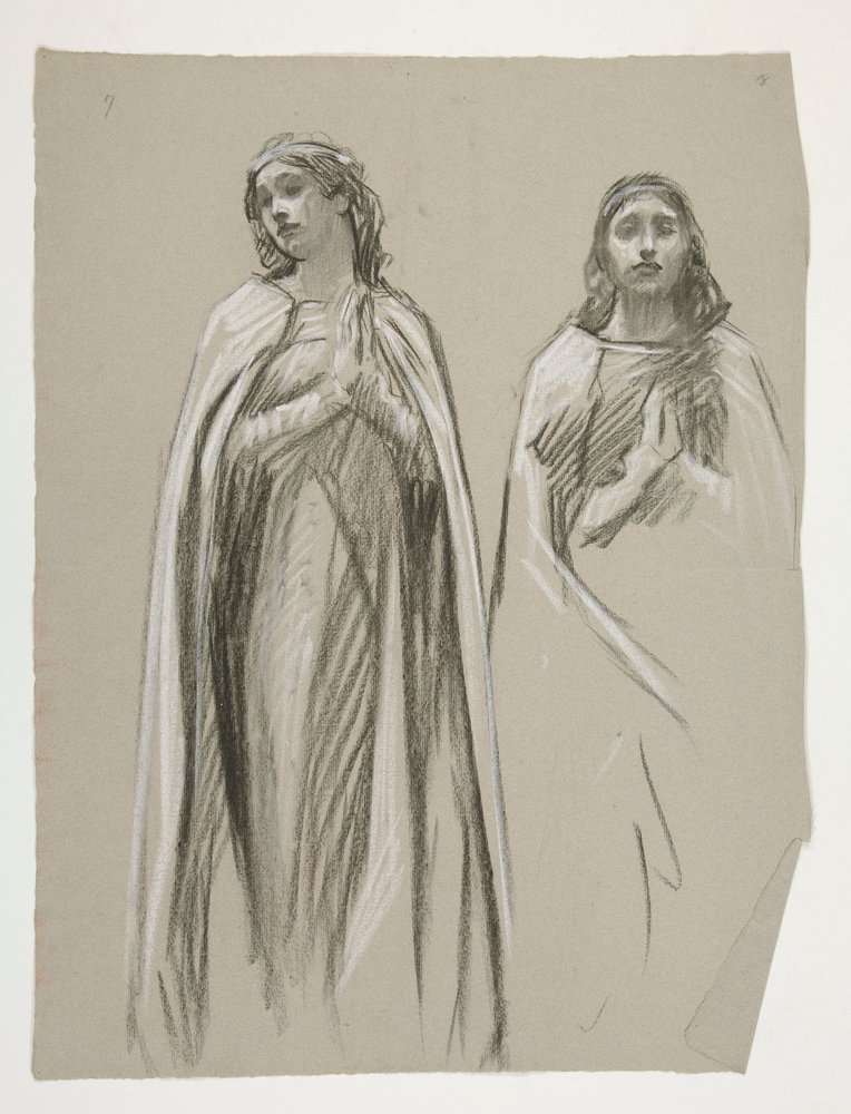Figurstudier til The Golden Tree(?), fra The Quest of the Holy Grail (en serie på femten malerier til Boston Public Library, færdiggjort i 1901) af Edwin Austin Abbey