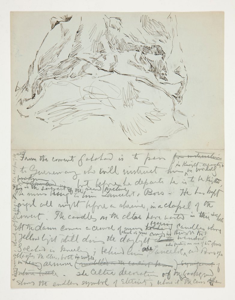 Studie til The Quest of the Holy Grail (serie på femten malerier til Boston Public Library, afsluttet i 1901): undersøgelse af draperi af Edwin Austin Abbey