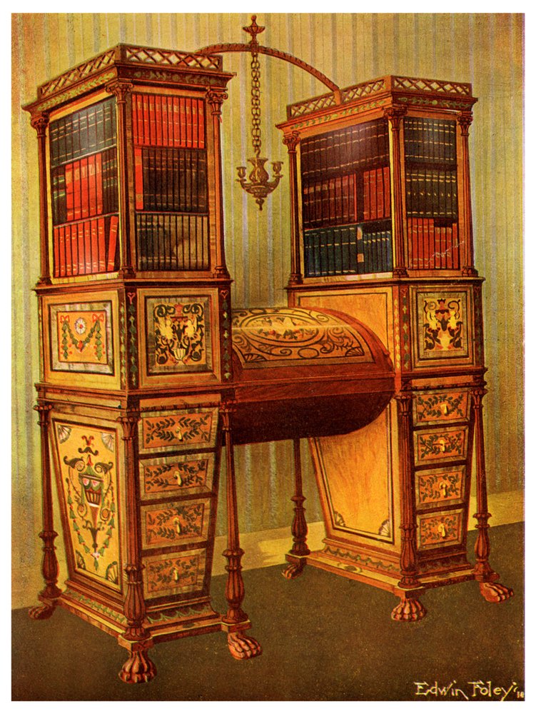 Søsteren indlagt dobbelt secretaire og reolskab, Sheraton, 1911-1912. af Edwin Foley