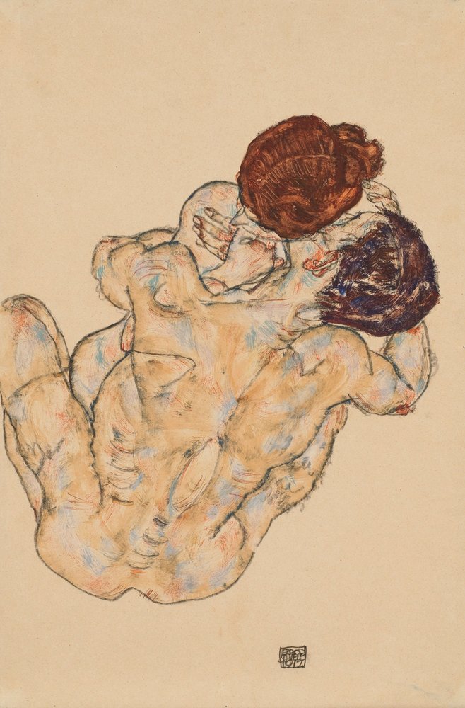 Mand og kvinde, omfavnelse af Egon Schiele