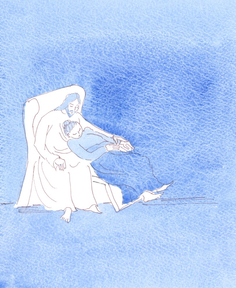Kristus ville ikke lade mig bede mere, da jeg var udmattet efter at have holdt et foredrag om ham, 2004 (akvarel på papir) af Elizabeth Wang