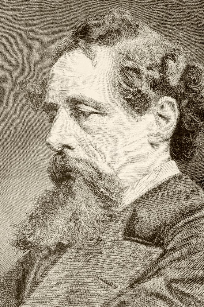 Charles Dickens (litho) af English School