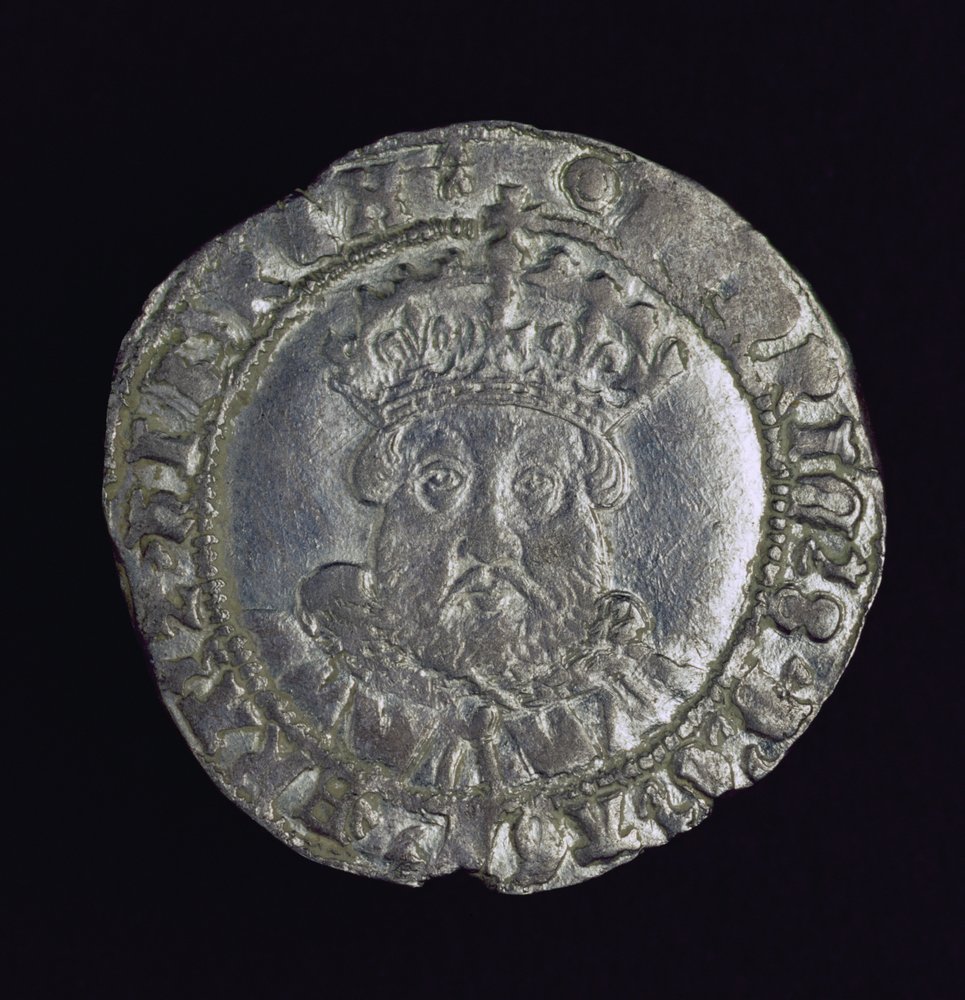 Mønt med hovedet af Henry VIII (sølv) af English School