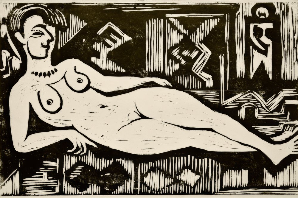 Stor nøgen kvinde liggende af Ernst Ludwig Kirchner