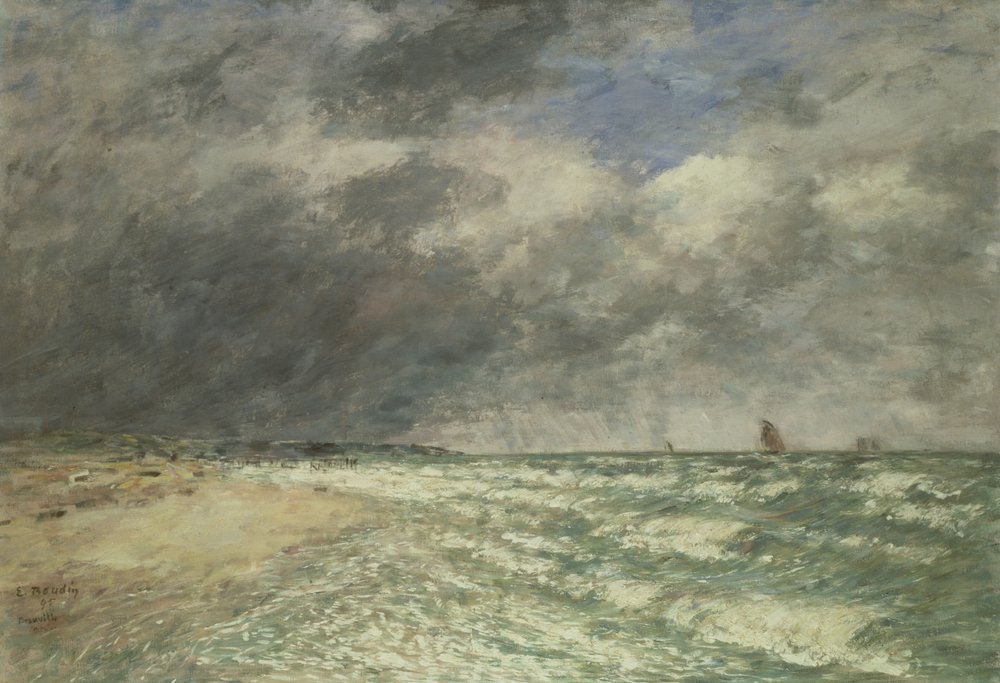 Vindstød over havet, Deauville, 1895 af Eugene Louis Boudin