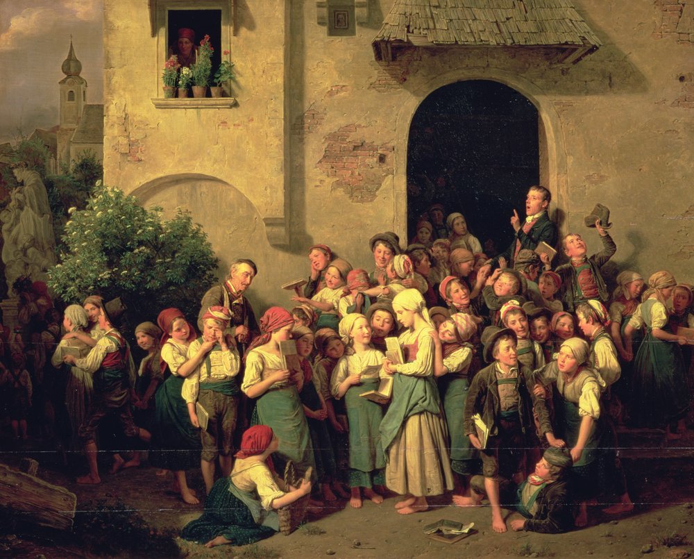 Efter skole, 1844 af Ferdinand Georg Waldmüller