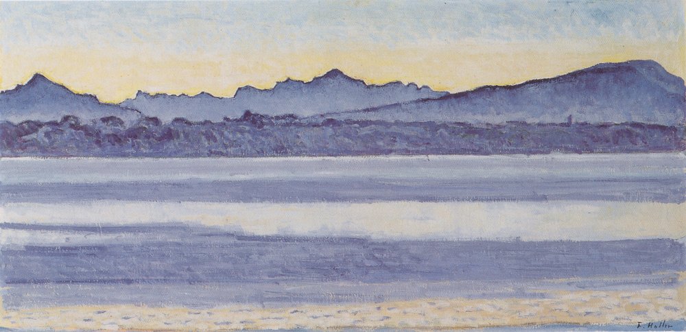 Genfersøen med Mont-Blanc i morgenlyset af Ferdinand Hodler