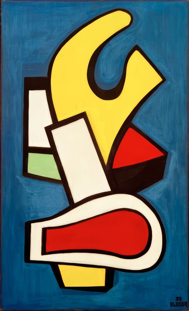 Arkitektonisk komposition på blå baggrund af Fernand Leger