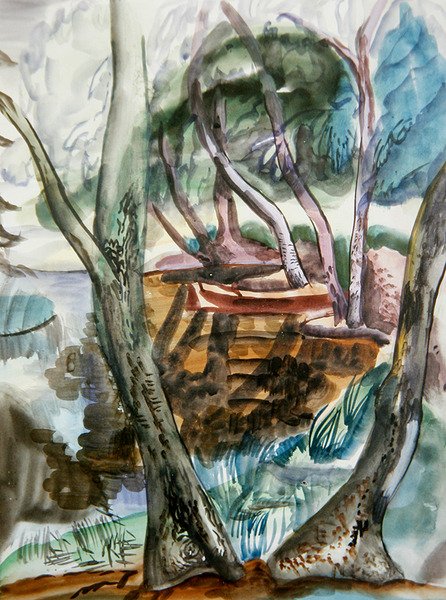 Landskab, ca. 1935 (akvarel på papir) af Frances Hodgkins