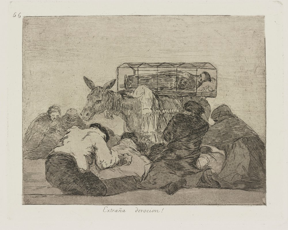 Mærkelig hengivenhed! (Mærkelig hengivenhed!), pl. 66 fra serien The Disasters of War af Francisco de Goya