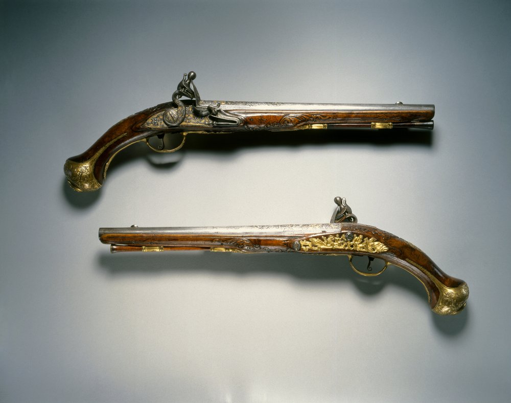 Et par flintlåspistoler, Liège, begyndelsen af 1700-tallet af Franco-Flemish School