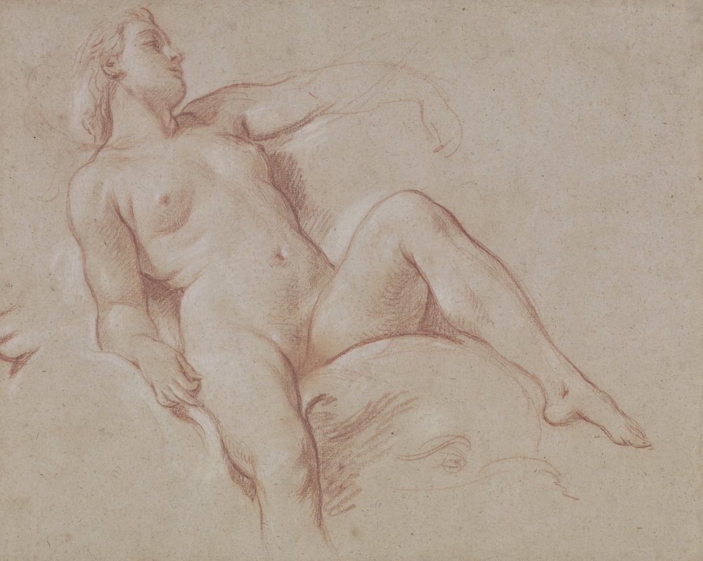 Kvindelig nøgen på en delfin af François Boucher