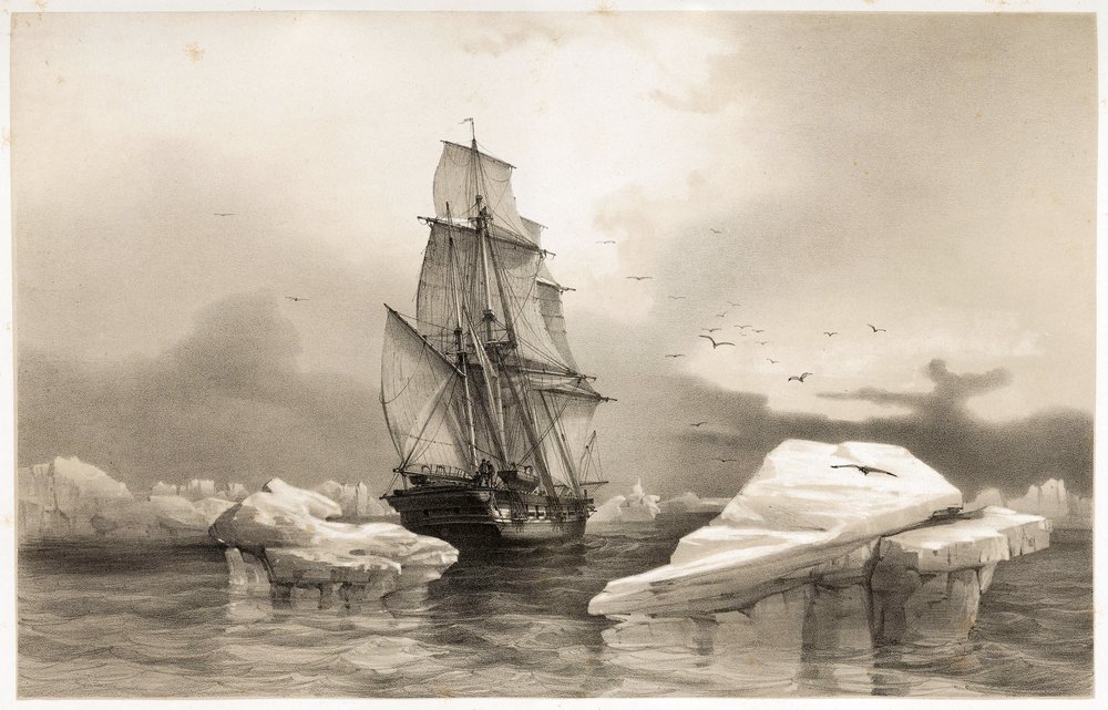Corvette "La Recherche" nær Bear Island den 7. august af François Auguste Biard
